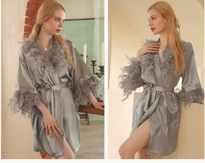 Robes de Mariée et Demoiselles d'Honneur Personnalisées Broderie Luxe Soie <span class=keywords><strong>Satin</strong></span> Plumes Courtes Été Printemps pour Femme - Product Image 6