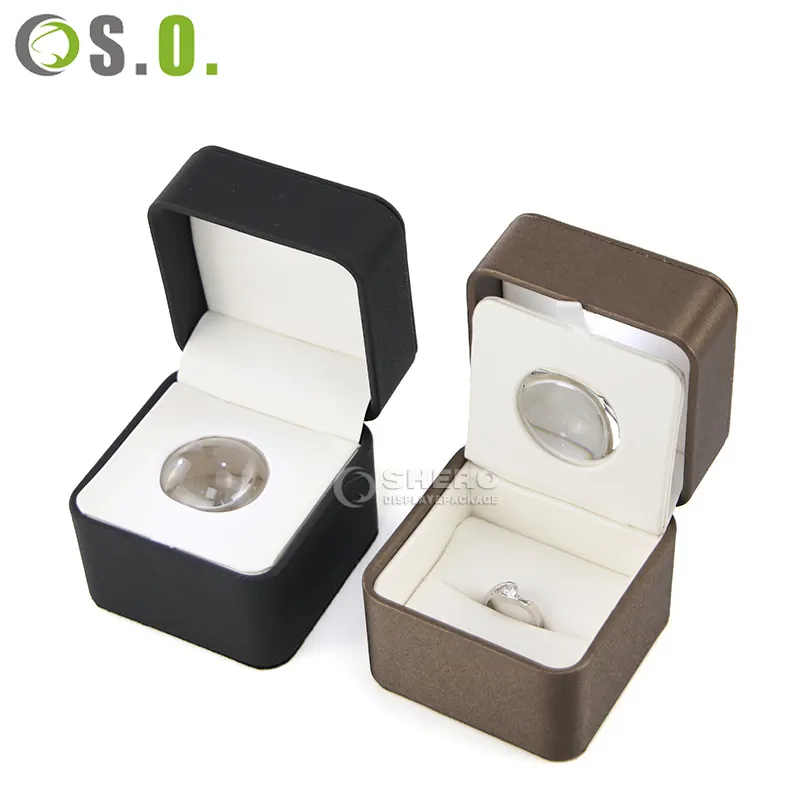 SHERO на заказ, новый дизайн, коричневая коробка, кожаное кольцо, упаковка для ювелирных изделий, Подарочная коробка с лупой, светодиодная лампа