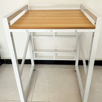 Étagère à linge double couche en métal sur pied avec rangement pour tambour et étagères empilables