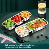 Boîte à lunch empilable exclusive en acier inoxydable 304, 501-800 ml, légère, à trois compartiments, anti-mélange de saveurs, hermétique