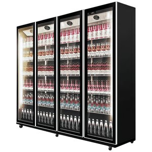 Enfriador de Cerveza Vertical Comercial Elegante con Ruedas Giratorias con Frenos, Refrigerador Exhibidor de Cerveza para Gasolinera - Product Image 1