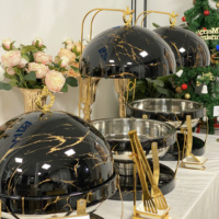 Ensemble de chauffe-plats de buffet moderne pour hôtel, équipement de restauration professionnel, événement, fête, noir doré, plats de chef