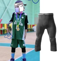 Pantalons de compression pour enfants avec genouillères en nid d'abeille, leggings de sport extensibles dans quatre directions pour le basketball