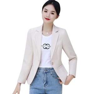 Chaqueta de traje pequeño caqui para <span class=keywords><strong>mujer</strong></span>, chaqueta elegante con alto sentido, novedad de 2025, Top tejido de moda informal coreana para primavera y otoño - Product Image 5