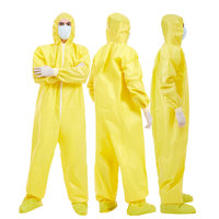 Combinaison de protection médicale jetable à capuche Hubei Haixin, jaune, avec couvre-chaussures, vente en gros B2B