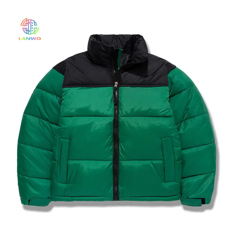 Winter Warm Zip Up Color Block Jacket For Men Wholesale Custom Blank Unisex Outdoor Padding Padded Bubble Down Puffer Jacket