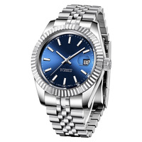 Quantité minimale de commande bas tout en acier inoxydable hommes montre automatique japon mouvement calendrier affichage luxe mécanique montre pour hommes