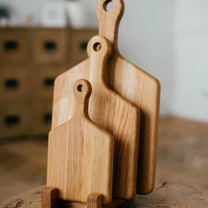 202411 ensemble de 3 planches à découper en bois <span class=keywords><strong>planche</strong></span> à découper avec poignée cuisine de ferme essentiel cuisine élégante <span class=keywords><strong>planche</strong></span> en bois de chêne moderne - Product Image 2