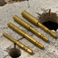 Lot de 4 forets diamantés de 60 mm de longueur pour perçage à sec, avec tige hexagonale, pour carrelage céramique, granit, marbre et perçage couronne