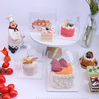 Petite boîte à gâteaux avec poignées transparentes pour Mousse emballage Premium Dessert pâtisserie boîte à gâteaux en plastique