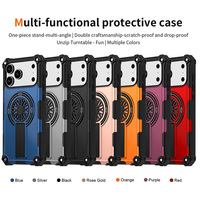 Coque de téléphone antichoc anti-stress avec support rotatif et béquille pour iPhone 17 Pro Max 16e 15 Plus 14 13 Pro 12 11