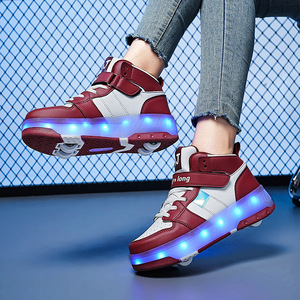 Flashing Roller Shoes For Kids With Lights And Wheels Youth Transformable Sneakers Size 30-42 - Product Image 3