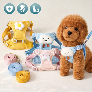 Ajustável Pet Arnê<span class=keywords><strong>s</strong></span> Do Cão e Trela Set Colete Respirável Macio para Pequeno Médio Cães e Gatos Caminhada Ao Ar Livre Pet Supplies - Product Image 1