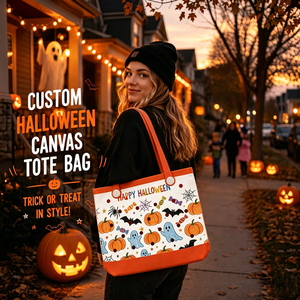 Sac fourre-tout en EVA orange personnalisé avec impression d'usine, motif citrouille et fantôme de dessin animé pour Halloween, sac de plage, vente en gros - Product Image 3