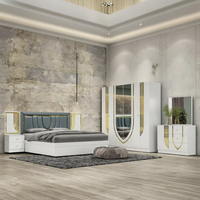 Meubles de chambre à coucher de style commercial moderne pour villa, vente en gros d'usine, options de rangement personnalisées, design miroir, finition ultra brillante