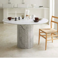 Table à manger ronde en marbre naturel, design moderne, utilisation en villa intérieure, taille personnalisée disponible, durable, respectueuse de l'environnement