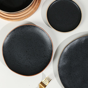 Black Xw Shadow Black Series <b>Light</b> Luxury Retro Hot Pot Barbecue Plate for Restaurant Cold Dish Fast Food Ceramic Tableware - Product Image 3