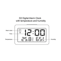 Jam Alarm Digital dengan Tampilan Suhu dan Kelembapan Ruangan, Waktu 12/24 Jam ℃ / ℉ , LCD dengan lampu latar, Alarm Harian untuk Kamar Tidur, Meja, Rumah