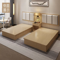 Ensemble de chambre à coucher en bois massif au design moderne, finition haute brillance, avec cadre de lit King, double et simple, pour hôtels et espaces de détente