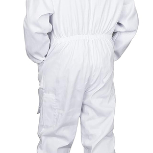 Combinaison de travail unisexe en coton blanc de qualité supérieure avec fermeture éclair intégrale sur le devant, plusieurs poches, design de protection - Product Image 4