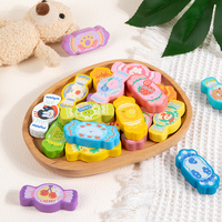 Blocs de construction en bois colorés en forme de bonbons, fruits et animaux pour enfants, jeu d'imitation de confiserie, jouet éducatif à empiler