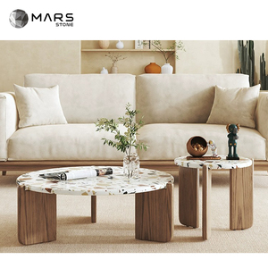 Restaurante moderno Mesa de comedor Café Real Terrazo Piedra Café Mesa de comedor redonda - Product Image 4