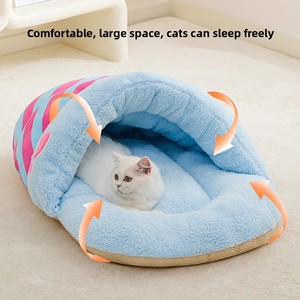 <span class=keywords><strong>Cama</strong></span> <span class=keywords><strong>Doble</strong></span> Tipo Cueva para Mascotas Comfort Zone, Diseño de Zueco con Capucha para Perros y Gatos, con Felpa Suave y Lino Transpirable, <span class=keywords><strong>Cama</strong></span> Grande y Cálida - Product Image 4