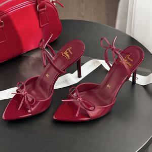 <span class=keywords><strong>Eleganti</strong></span> Scarpe da <span class=keywords><strong>Donna</strong></span> in Stile Francese, Tacchi a Punta con Tacco Sottile 8cm, Fiocco, Resistenti, Sexy <span class=keywords><strong>Sandali</strong></span> Open-Toe - Product Image 1