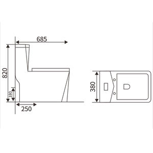 WC monobloc en céramique de luxe doré électrolytique pour hôtel moderne, à poser au sol, avec double chasse d'eau et siphon en S - Product Image 2
