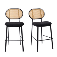 Tabourets de bar modernes réglables en hauteur, dossier en rotin, matériau PU, structure en bois et fer, mobilier de bar pour salle à manger et salon