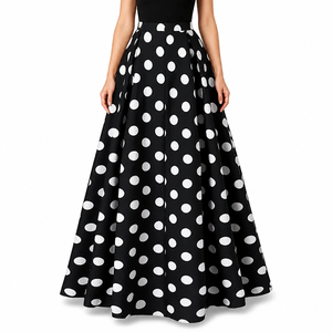 Falda Maxi de <span class=keywords><strong>Mujer</strong></span> con Puntos Blancos y Negros, Cintura Alta, Corte en A, Estilo Retro Vintage, para Citas, Bodas, Fiestas, <span class=keywords><strong>Halloween</strong></span>, Disfraces - Product Image 5