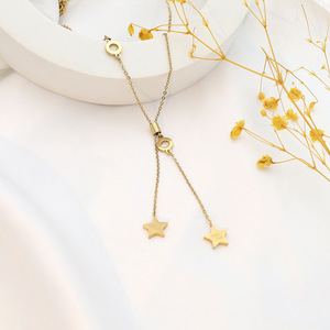 Double Star Tassel Necklace Gold Zinc Alloy Adjustable Clavicle Chain For Women Gift Jewelry - Product Image 3