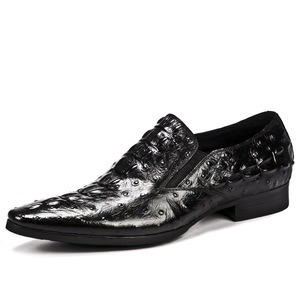 Chaussures en cuir pour hommes de haute qualité, sur mesure, style business, à enfiler, bout carré, semelles épaisses, en cuir véritable - Product Image 3
