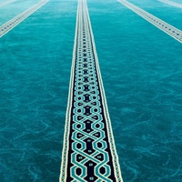 Tapis de mosquée ignifuge en jacquard tissé à la machine, lavable, en nylon, pour projets de construction de mosquées et centres islamiques