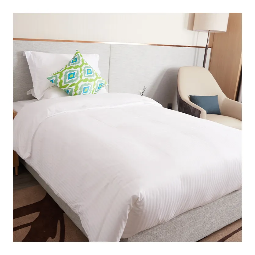 Hotel Bedroom Linen Duvet Cover King Queen Guest Room Linen 1cm Satin Stripe Cotton Duvet Bedding sets
