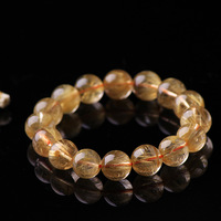 Bracelet de mode en perles rondes de dioxyde de titane naturel de haute qualité, quartz rutilé doré, cristal brut, bijoux tendance