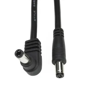 1m 2m 3m 20AWG 22AWG 5.5mm by 2.1mm 5521 5525 Male to Male Straight to Right Angle Soft Flexible DC Power Cable 5.5*2.1 Cord