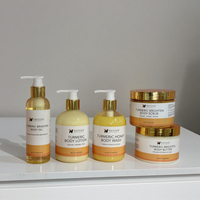 Huile scintillante pour le corps au curcuma en marque privée, kit de soins corporels haut de gamme pour la vente en gros, ensemble de soins de la peau en marque privée