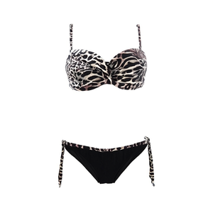 Set bikini HDJ con stampa leopardata, top push-up e slip con laccetti laterali, taglie 44, 46, 48, 50 - Product Image 1