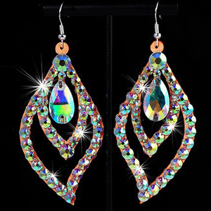 Pendientes de joyería colgantes de diamantes de imitación de 2 lados huecos ultraligeros exquisitos para mujer adornos de ropa de actuación de danza del vientre - Product Image 6