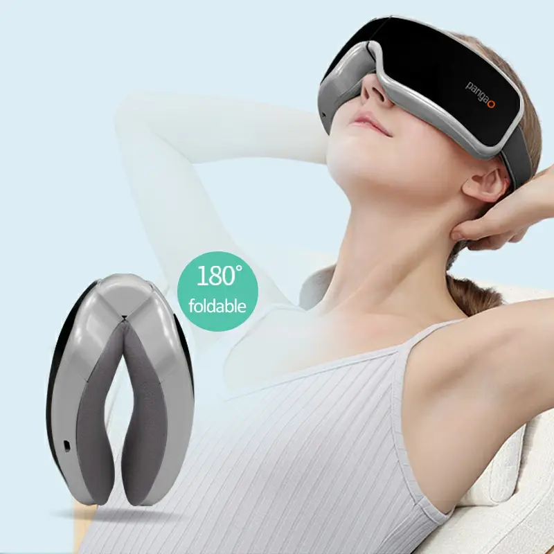 Foldable portable electric smart airbag vibration eye massager equipment with heat compression