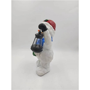 Figura de Resina de Muñeco de Nieve con Linterna y Corona, Decoración de Interiores, Acabado Mate - Product Image 4