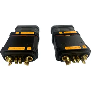 QS10S-conector antichispa para carga de batería, piezas de control remoto, chapado en oro, latón negro