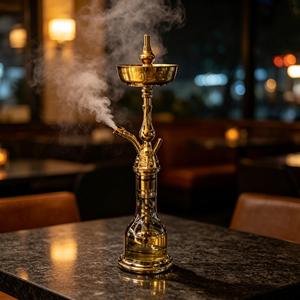 Chicha égyptienne KM <span class=keywords><strong>Khalil</strong></span> <span class=keywords><strong>Mamoon</strong></span> de grande taille, couleur dorée, technique miroir fabriquée en usine, pour voyage, fête, camping, vente en gros à prix abordable - Product Image 6