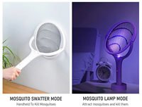 Raquettes électriques télescopiques rotatives à 90 degrés, manche extensible, raquette anti-moustiques rechargeable