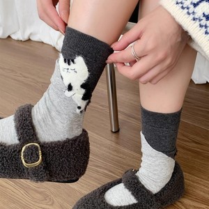 Women's Mid-Calf Socks Cartoon Kitten Fleece Thermo Sweat-Absorbing Autumn Winter Casual Socks - Product Image 4