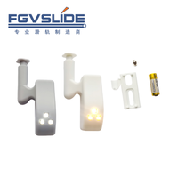 FGVSLIDE Lampu Engsel LED Plastik Modern untuk Lemari Kabinet, Sensor Gerak, Kontrol Sentuh, Bertenaga Baterai, Pemasangan Mudah, 3-LED