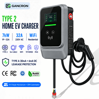 Borne de recharge murale résidentielle monophasée 7kW 32A AC rapide pour véhicules électriques, avec Wi-Fi, type 2, connectée, pour vente en gros