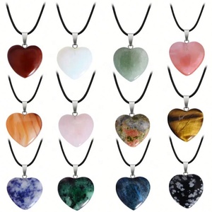Pendentif en acier inoxydable en forme de cœur en pierre naturelle personnalisée ZYO pour femmes, collier avec pendentif en agate, bijoux DIY - Product Image 5