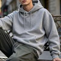 Sweatshirt Vintage Distressed Tahan Angin Ukuran Besar Model Pullover Solid Bergaya dengan Cetakan Hoodie